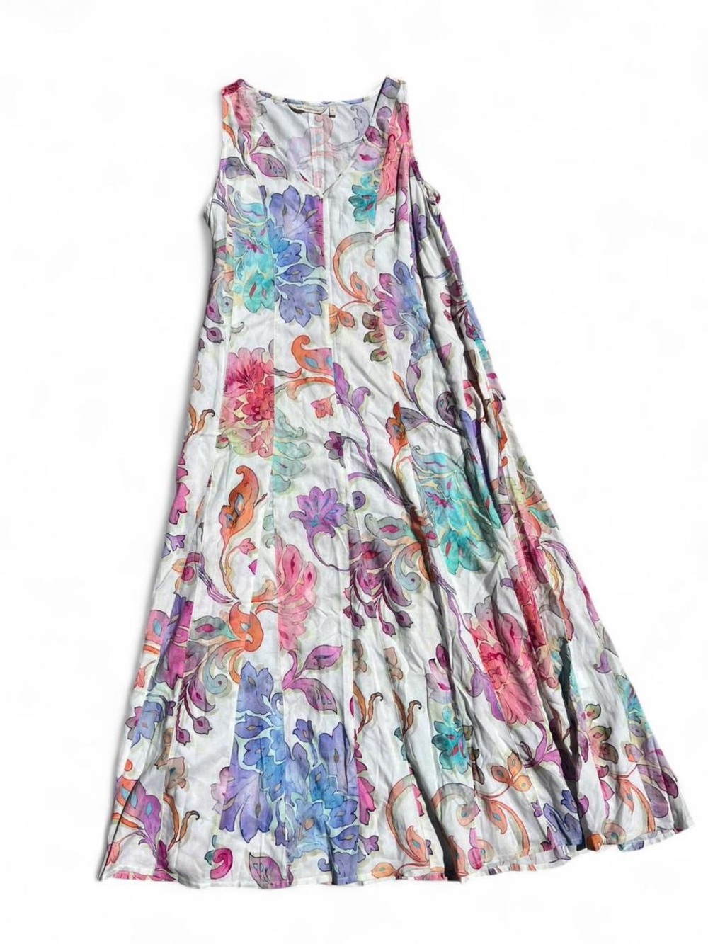Soft Surroundings Watercolor Floral Boho Maxi Dress Cottagecore Romantic PL